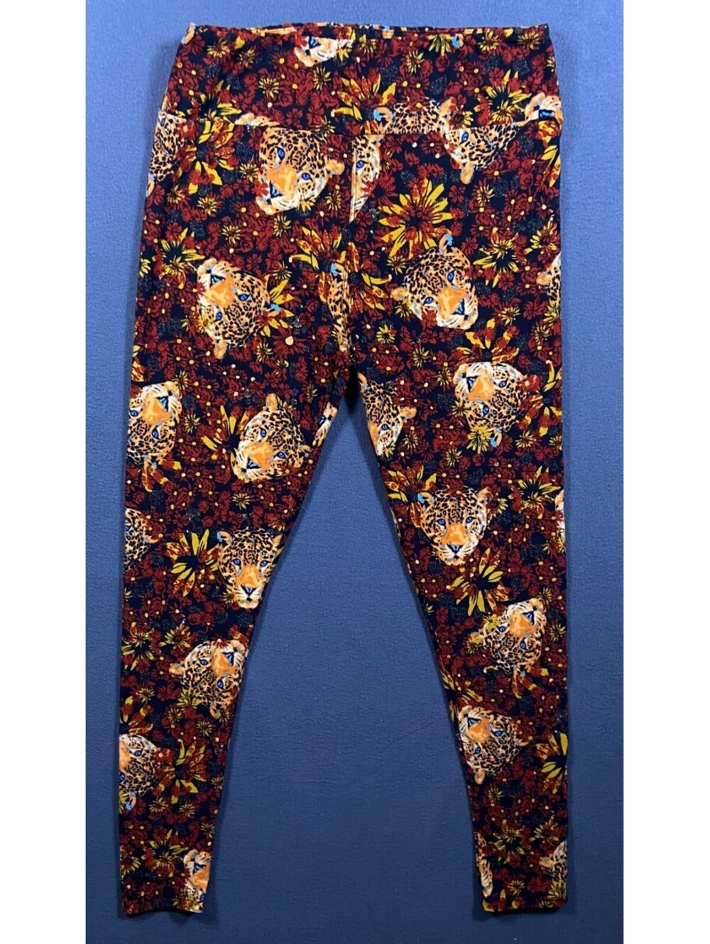 LuLaRoe Women's Red Orange Beige Leopard Print Leggings Tall & Curvy (10-22)